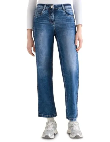 Cecil Wide Leg Jeans mid Blue wash 29 - Stylische Wide Leg Jeans mit Hochbund für einen modernen Look. Perfekt für jeden Anlass, komfortabel und vielseitig kombinierbar. Maße bei EU-Größe 29: Taillenabschluss 41 cm, Innenbeinlänge 71 cm.
