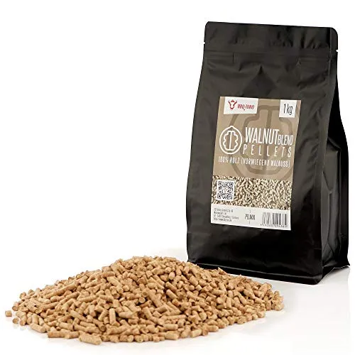 BBQ-Toro Walnuss Grillpellets 1 kg | Premium Qualität, 100% Holz, Niedrige Restfeuchte & Aschegehalt, Ideal für Grill, Smoker & Heizung