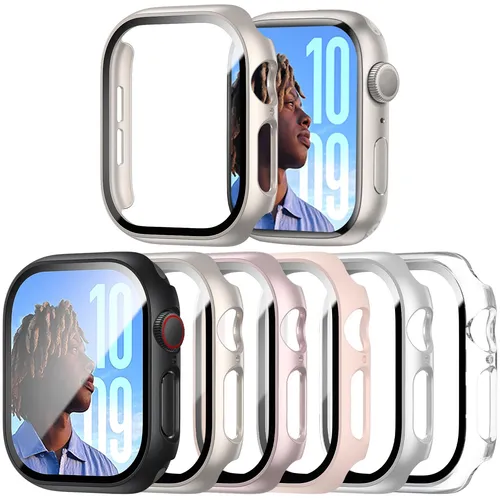 6-Stück Schutzhülle mit Displayschutzfolie Kompatibel mit Apple Watch SE/6/5/...