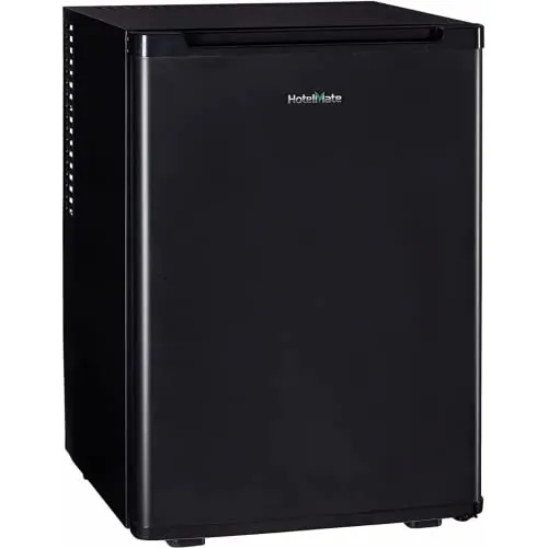 PKM Minibar-Kühlschrank MC40A+ HotelMate | Ideal für kleine Küche, Büro, Schlafzimmer, Hotels | Nutzinhalt 34L | Höhe 56cm | 96kWh | Sehr leise 22dB | schwarz