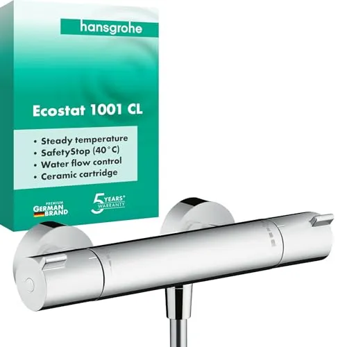 hansgrohe Ecostat 1001CL Brausethermostat - Aufputz, chrom, sicherer Komfort mit Temperaturbegrenzung und Wasserverbrauchsregulierung