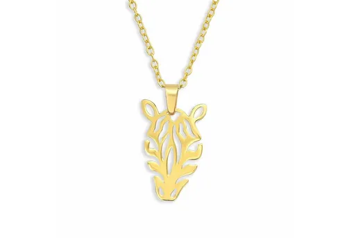 Monkimau Silberkette Zebra Halskette aus 925 Silber Gold plattiert, Hypoallergen