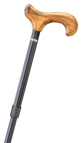 Stockshop Gehstock VARIO-Derby - Stufenlos höhenverstellbar - Hochwertiger Gehstock aus Aluminium, stufenlos verstellbar von 54-92 cm, mit elegantem Derbygriff aus Buchenholz und rutschfestem Gummipuffer für sicheren Halt.