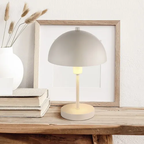 Tischleuchte Pilzleuchte sandfarben - Moderne Metalllampe für stilvolle Beleuchtung - Tischleuchten für elegantes Ambiente, sandfarbene Pilzform, individuell wählbare E14 Leuchtmittel für perfekte Lichtgestaltung.