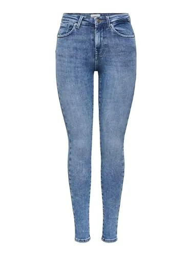ONLY Damen Onlpower Mid Push Up Rea2981k Skinny Jeans - Stylische Push-up Jeans mit 5-Pocket Design, perfekt für einen figurbetonten Look in Lightbluedenim