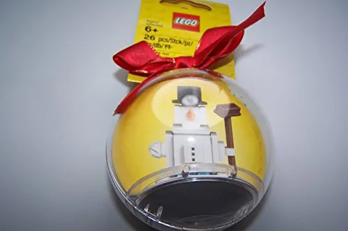 LEGO Schneekugel Weihnachtsbaumschmuck - Weihnachtsbaumkugel mit baubarem Schneemann in einer transparenten Kugel, ideal als Geschenk für LEGO-Fans und festliche Dekoration.