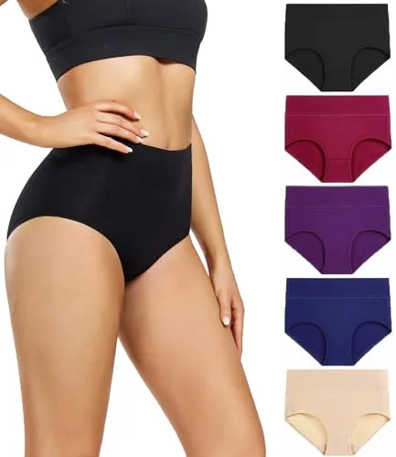 wirarpa Damen Hohe Taille Baumwolle Slips - Bikinis & Taillenslips für Damen, atmungsaktive Unterwäsche mit hohem Bund für komfortable Bauchunterstützung und perfekten Sitz, ideal auch nach der Geburt.