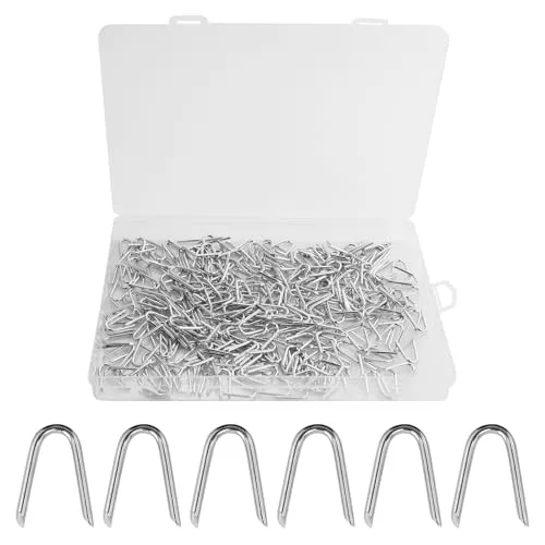 Stück Silber U-Typ Nägel, Krampen, Stahlkrampen, Zaunklammern, Krampennägel, Zaun Draht U Klammer Nagel, Verzinkte Befestigungsnägel für Netze, Zaun, Maschendrahtzaun, Staketenzaun 315