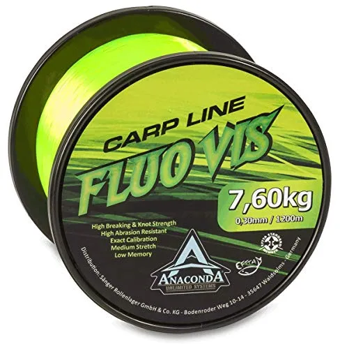 Anaconda Unisex – Erwachsene Fluovis Green Carp Line 1.200m/ 0,36mm