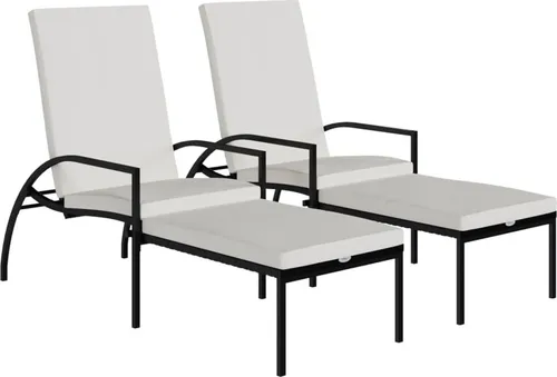 vidaXL Sonnenliegen 2 Stk. mit Fußhocker - Komfort für Ihren Garten - Gartenliegen aus PE-Rattan mit verstellbarer Rückenlehne und Fußhocker für optimalen Komfort. Ideal für entspannte Stunden im Freien, langlebig und elegant.