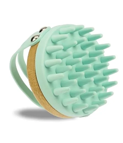 Fantasia Beauty Kopfhaut Massagebürste – Shampoo Bürste & Scalp Scrub aus Bambus und weichem Silikon – Scalp Massager für entspannende Kopfmassage – Ergonomisches Design für alle Haartypen