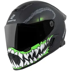 Bogotto Motorradhelm Rapto Reptile - Stylischer Integralhelm mit Kommunikationssystem - Motorradhelm mit sportlichem Design und hervorragender Belüftung. Vorbereitet für das Cardo UCS Kommunikationssystem, ideal für sicheres Fahren und Kommunikation.