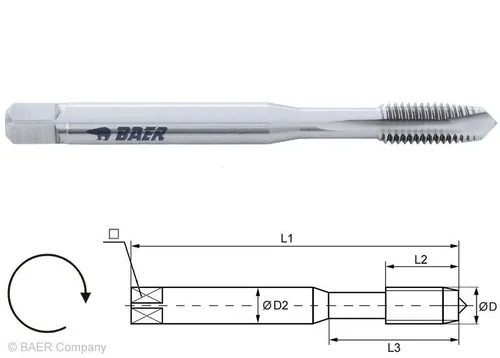 BAER HSSE Maschinengewindebohrer Form B - M 6 x 1,0 - DIN 371