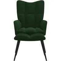 vidaXL Relaxsessel mit Hocker - Eleganter Polstersessel in Dunkelgrün - Relaxsessel & -liegen mit modernem Design und optimalem Sitzkomfort durch dicke Schaumstoffpolsterung und weichen Samtbezug. Stabil und langlebig dank robustem Stahlgestell.