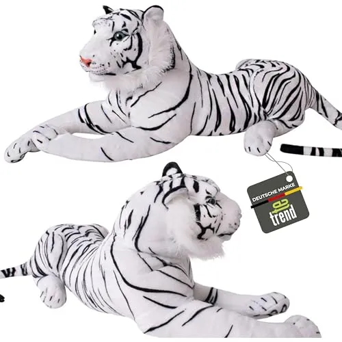 TE-Trend Plüschtier weißer Tiger – 80 cm Kuscheltier