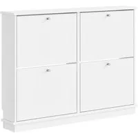 SoBuy Schuhschrank Schmal - Platzsparend und Modern für Große Schuhe bis EU 47 - Extrem schmaler Schuhschrank mit nur 18 cm Tiefe, ideal für kleine Wohnungen. Bietet Platz für bis zu 8 Paar Schuhe, perfekt für enge Flure und Eingänge – elegantes Design und hochwertige Verarbeitung aus MDF.