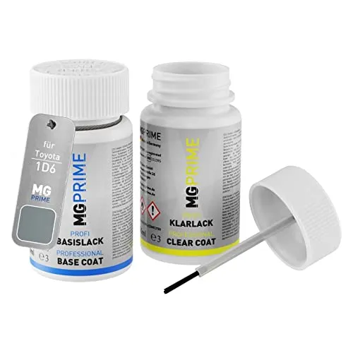 MG PRIME Autolack Lackstift Set für Toyota 1D6 Silver Metallic/Lichtsilber Metallic Basislack Klarlack je 50ml