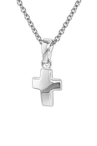 trendor Silber Kinder-Halskette mit Kreuz-Anhänger - Ketten für Mädchen, aus hochwertigem 925er Silber, ideal als Geschenk zur Taufe oder Kommunion. Schlichtes Design mit schützendem Kreuz-Anhänger, perfekt für jeden Anlass.