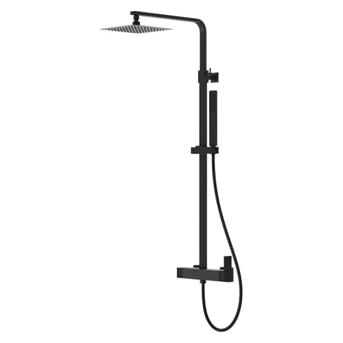 Lavita Aquila Matt Schwarz Duschset Duschen Komplette Dusche Duschgarnitur mit Regendusche Duschbrause Set Armatur Modernes Design