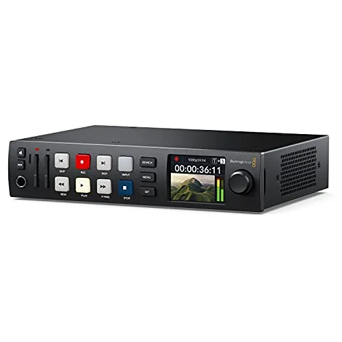 Blackmagic Design HyperDeck Studio HD Plus - Beamer mit 6G-SDI, Ultra HD Aufnahme bis 30 fps, erweiterte Frontblende und hochwertige Transporttasten für professionelle Anwendungen.
