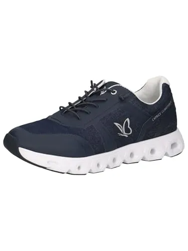 CAPRICE Damen Sneaker flach mit Schnürsenkeln Vegan, Blau (Jeans Comb), 36 EU