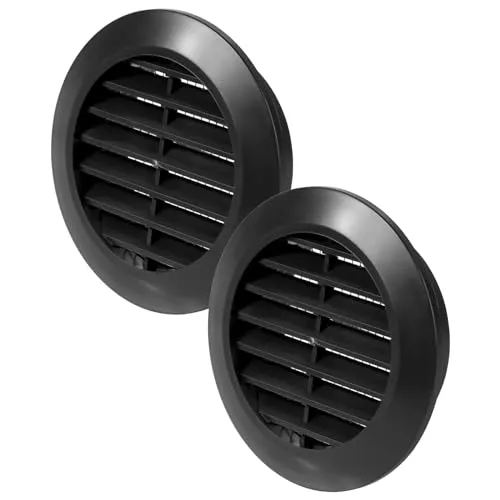 Vent Systems 2 Stück 60 mm Schwarz Luftregister – Lüftungsgitter durch die Tür