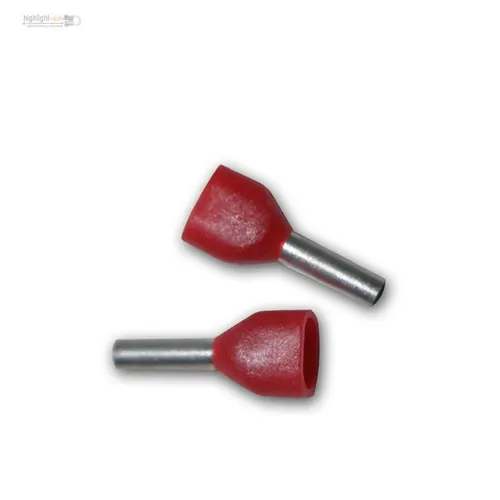 TWIN-Aderendhülsen rot, 2x 1,00mm², Schaft isoliert, rote Duo Aderendhülse 100