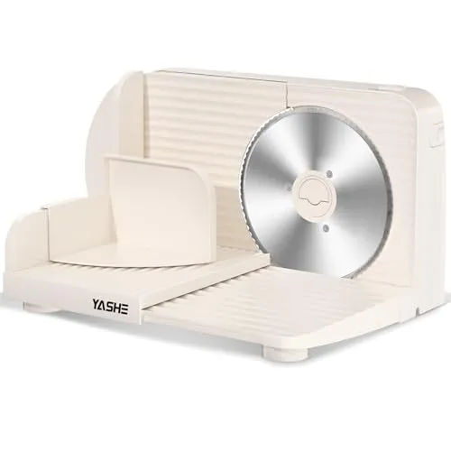 YASHE Elektrischer Faltbarer Allesschneider, 180W Brotschneidemaschine Mit 17 Cm Wellenschliffklinge, Einstellbare Schnittstärke 0–15 Mm, Für Fleisch, Käse, Brot, Gemüse