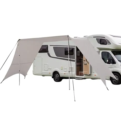 Sonnensegel 250x240 mit Seitenwänden für Wohnwagen Wohmobil Vorzelt Camping Gestänge Sonnenschutz Reisevorzelt Busvorzelt 5000mm Wasserfest Tarp