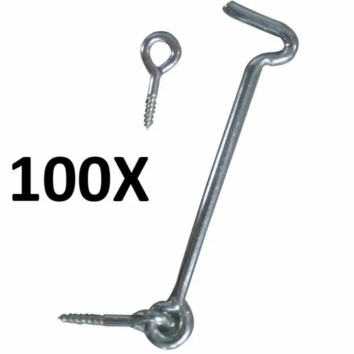 LÜSEBRINK 100Stk Sturmhaken mit Öse Fensterhaken Türhaken Windhaken 80mm Neu