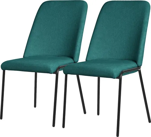 ML-Design Esszimmerstühle 2er Set Petrol Küchenstühle aus Polyester mit Metallbeinen Wohnzimmerstühl mit Rückenlehne Polsterstühle für Esszimmer Küche