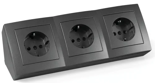 Steckdosenblock Flair 3-fach, anthrazit/schwarz