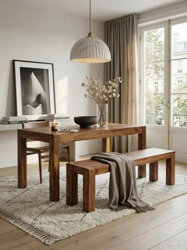 KADIMA DESIGN Esszimmer Sitzbank MUMBAI aus Massivholz - Moderne Sitzbank aus Sheeshamholz, handgefertigt und einzigartig, ideal für Ess- und Küchenbereich. Platzsparend, mit einer Belastbarkeit von 200 kg – perfekt für jedes Zuhause.