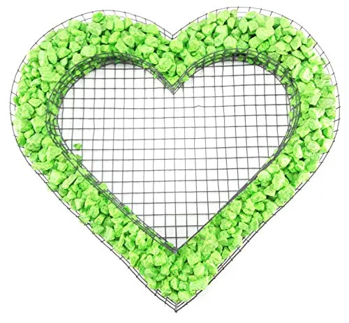 Gartenwelt Riegelsberger Herz Gitter mit bunten Steinen - Pflanzenschale in Herzform für Allerheiligen, ideal als Grabschmuck oder Dekoration. Robustes, pulverbeschichtetes Metall für drinnen und draußen. Abmessungen: B 37 x H 34 x T 4 cm.