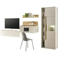 Furn.Design Wohnwand Center, Weiß und Eiche Wotan