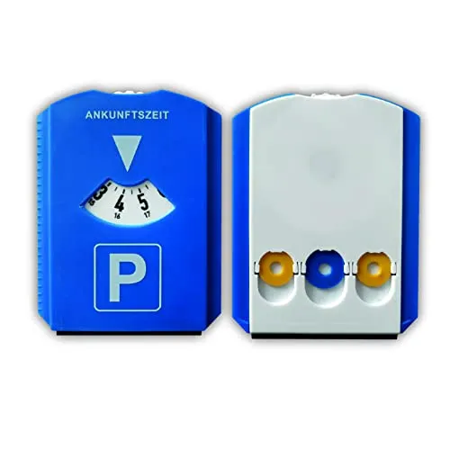 Prolac Parkscheibe für Autos, mit 3 integrierten Einkaufswagenchips und Eiskratzer - Parkuhr aus widerstandsfähigem Kunststoff - Eiskratzer Auto