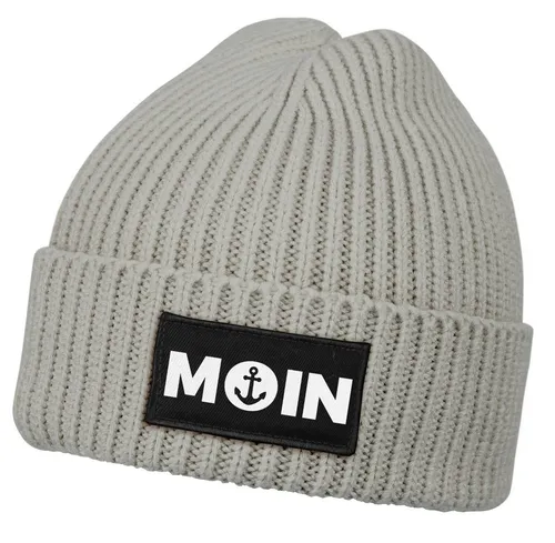 Neverless Strickmütze Herren Beanie Wintermütze Patch Moin Nordisch Aufdruck Print