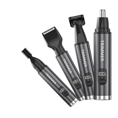 Nasenhaartrimmer Herren 4 In 1 Nasenhaarschneider mit LED USB Wiederaufladbar Nasenhaarschneider Augenbrauen und Esichtshaartrimmer für Männer & Frauen Nose Hair Trimmer für Nase, Ohren, Augenbrauen