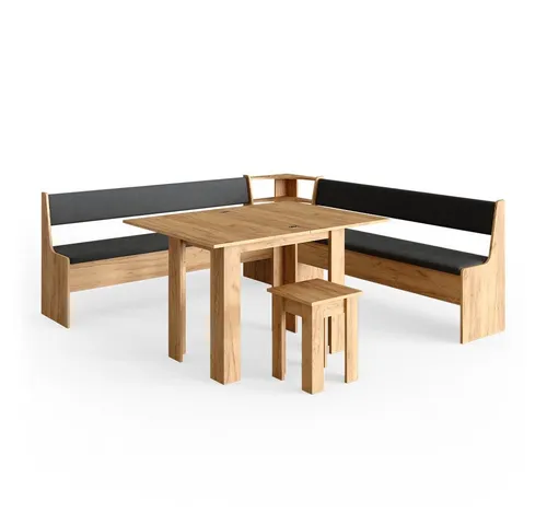 Vicco Eckbankgruppe Roman Eiche 210x210cm - Essgruppen mit kratzfester Melaminharzoberfläche und ausziehbarer Tischplatte für flexible Essbereiche.