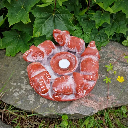 Budawi® Freundeskreis Elefantenkreis 5 Elefanten Figuren aus Terrakotta rot Tier