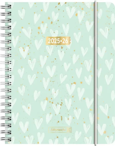 BRUNNEN Schülerkalender (2025/2026) Hearts , 2 Seiten = 1 Woche, A6, 208...