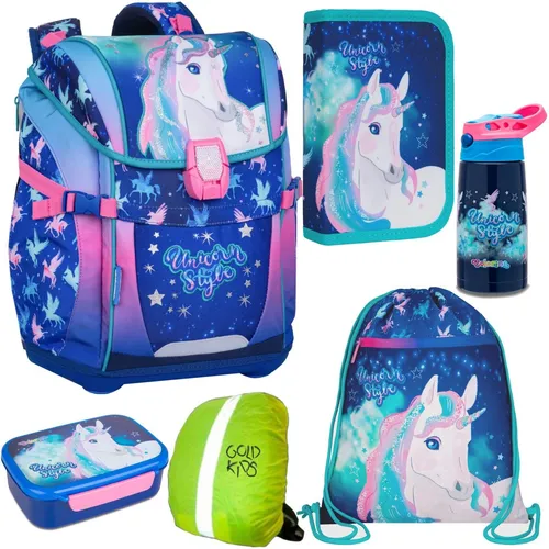 Schulranzen Set 6er Einhorn Unicorn Ranzen Federmappe Turnbeutel Regenschutz