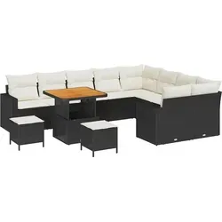 vidaXL Garten-Sofa-Set 12 pcs Schwarz Poly-Rattan - Hochwertiges Gartenmöbel-Set aus langlebigem Poly-Rattan, ideal für entspannte Sommertage. Verstellbare Sitzhöhe und elegantes Design für stilvolle Terrassen und Gärten.