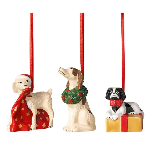 Villeroy & Boch Nostalgic Ornaments – Weihnachtsdekoration Hunde - Weihnachtsbaumanhänger: 3 nostalgische Deko-Hänger aus hochwertigem Hartporzellan, perfekt für stimmungsvolle Weihnachtsbäume und liebevolle Kränze.