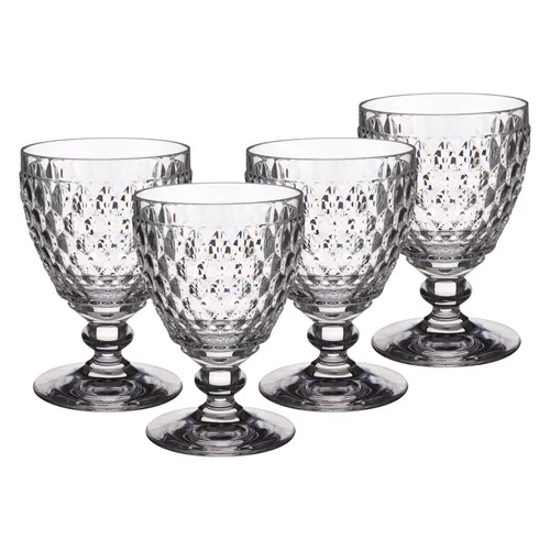 Villeroy & Boch Boston Weißweinglas - 4er Set aus Kristallglas - Weißweingläser aus hochwertigem Kristallglas mit elegantem Facettenmuster, ideal für festliche Anlässe und den täglichen Genuss von Chardonnay oder Grauburgunder.
