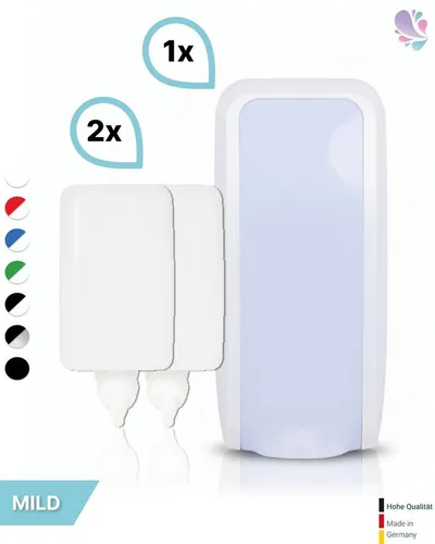 Blanc HYGIENIC Schaumseifen-Spender Cosmos - Seifenspender für Wandmontage, manuelle Ausgabe mit einstellbarer Dosierung, 2x 1 Liter Handseife für ca. 5.000 Anwendungen, Qualität Made in Germany.
