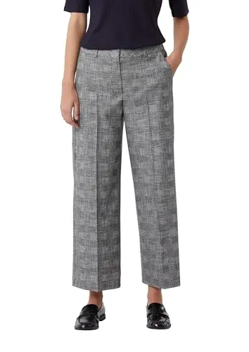 Hose 99N9 GREY/BLACK Größe 40 - Modische Ankle-Hose mit Wide Leg und Karomuster, ideal für Casual- und Business-Look. Hochwertige, fließende Ware und praktische Taschen kombinieren Stil mit Komfort.