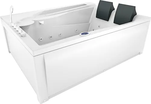 Whirlpool Pool Badewanne W12HZ-TH-C 180x135cm - Moderne Whirlpool-Badewanne für 2 Personen mit leistungsstarken Pumpen, Heizung und entspannender Wasserfall-Funktion. Kompakt und einfach anschlussbereit – perfekt für Ihr Zuhause!