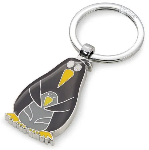 TROIKA Schlüsselanhänger Pinguin mit Küken – Metall Schlüsselring, Keyring neu