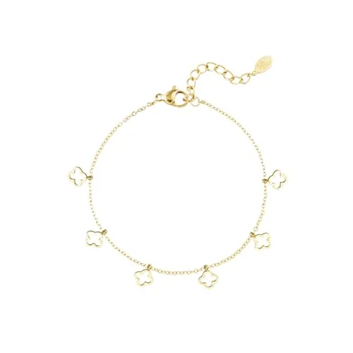 Acura-Styles Damen Kleeblatt Armband Gold 18 Kt. Edelstahl Vergoldet Vierblättriges Kleeblatt Design Glücksbringer Glücksklee Geburtstagsgeschenk für Frauen wasserfest